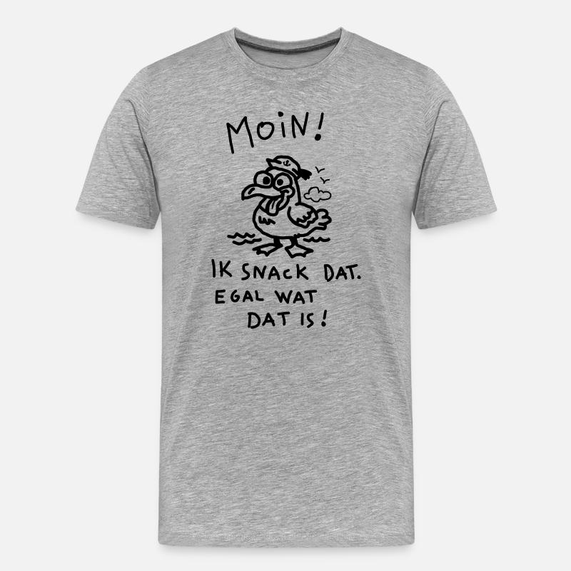 Moin Dämliche Möwe Witzig Kinder Motiv  - Männer Premium Bio T-Shirt - Grau meliert