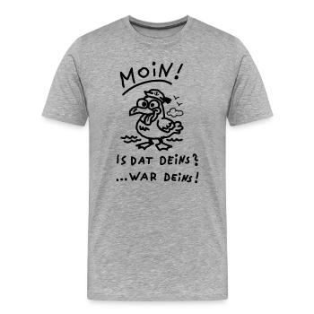 Moin Möwe War Deins Lustiger Spruch  - Männer Premium Bio T-Shirt - Grau meliert - Vorne - Damien (186cm)