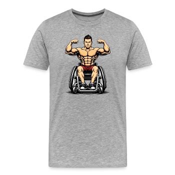 Strong Man Wheelchair Fitness Design - Men's Premium Organic T-Shirt - heather grey - Front - Damien (186cm)