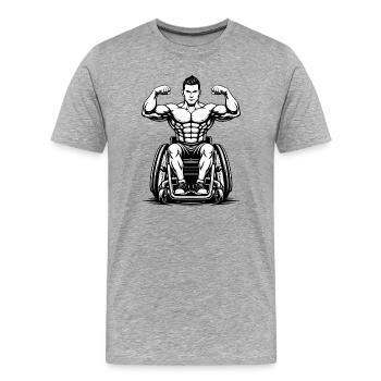 Strong Man Wheelchair Fitness Design - Men's Premium Organic T-Shirt - heather grey - Front - Damien (186cm)