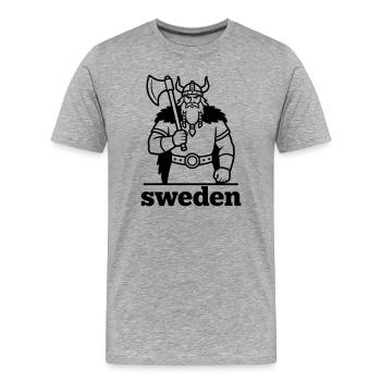 Suède - T-shirt bio Premium Homme - gris chiné - Devant - Damien (186cm)