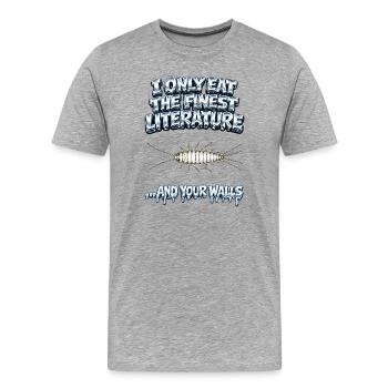 I Only Eat the Finest Literature - Men's Premium Organic T-Shirt - heather grey - Front - Damien (186cm)