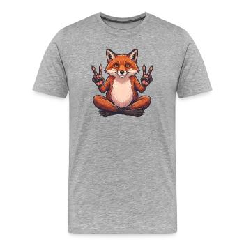 Fuchs Peace Yoga - Lustiges Tier Motiv - Männer Premium Bio T-Shirt - Grau meliert - Vorne - Damien (186cm)