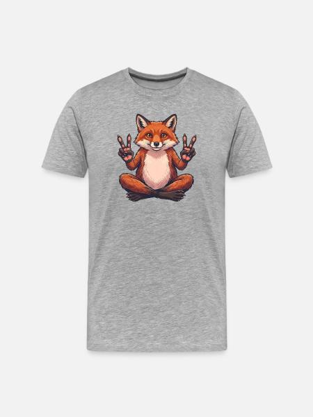 Fox Peace Yoga - Funny Animal Motif - Men's Premium Organic T-Shirt - heather grey