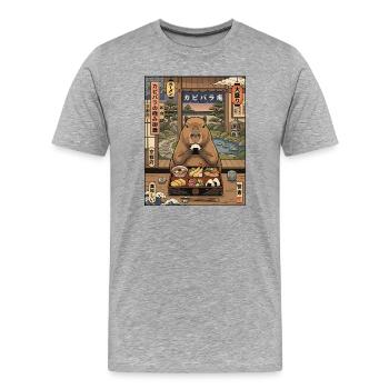 Capybara Bento at Kyoto Lantern - Men's Premium Organic T-Shirt - heather grey - Front - Damien (186cm)