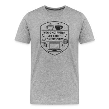 Kaffee gegen Fortschritt - Männer Premium Bio T-Shirt - Grau meliert - Vorne - Damien (186cm)