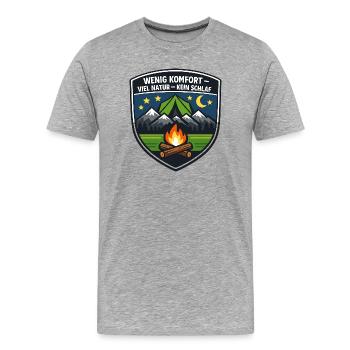 Wenig Komfort – Viel Natur Campbadge - Männer Premium Bio T-Shirt - Grau meliert - Vorne - Damien (186cm)
