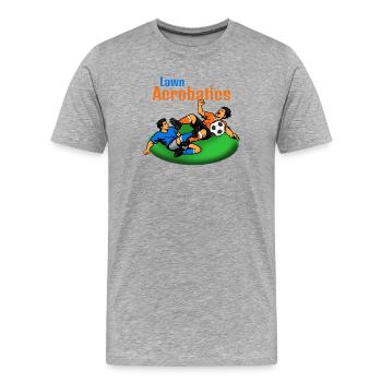 Lawn Acrobats Fußballakrobaten (Blutgrätsche) - Männer Premium Bio T-Shirt - Grau meliert - Vorne - Damien (186cm)