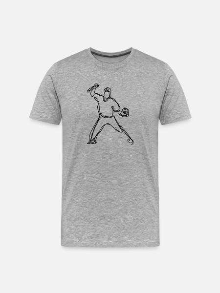 Baseball Player Drawing - Men's Premium Organic T-Shirt - heather grey