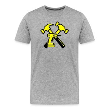 Werkzeug Bohrer Hämmer Gelb - Männer Premium Bio T-Shirt - Grau meliert - Vorne - Damien (186cm)