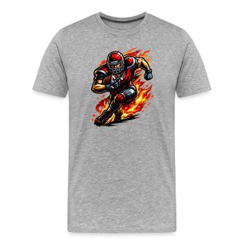 Flammender Footballläufer - Männer Premium Bio T-Shirt - Grau meliert - Vorne - Damien (186cm)