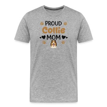 Mère Collie Fière, Collie - T-shirt bio Premium Homme - gris chiné - Devant - Damien (186cm)