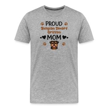 Mère griffon fière, griffon nain belge - T-shirt bio Premium Homme - gris chiné - Devant - Damien (186cm)