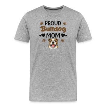 Mère Bouledogue Fière, Bouledogue - T-shirt bio Premium Homme - gris chiné - Devant - Damien (186cm)