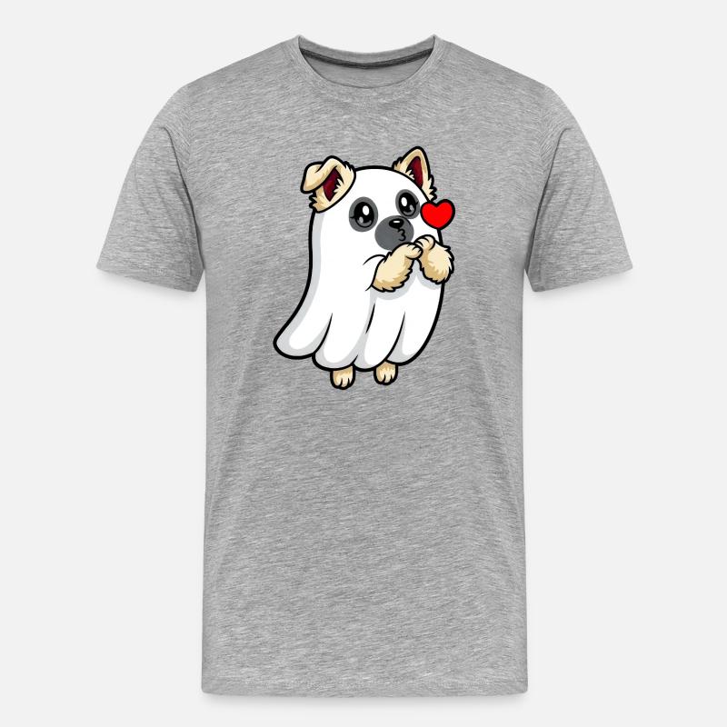 Eurasier | Puppy Geist Ghost | Kawaii - Männer Premium Bio T-Shirt - Grau meliert