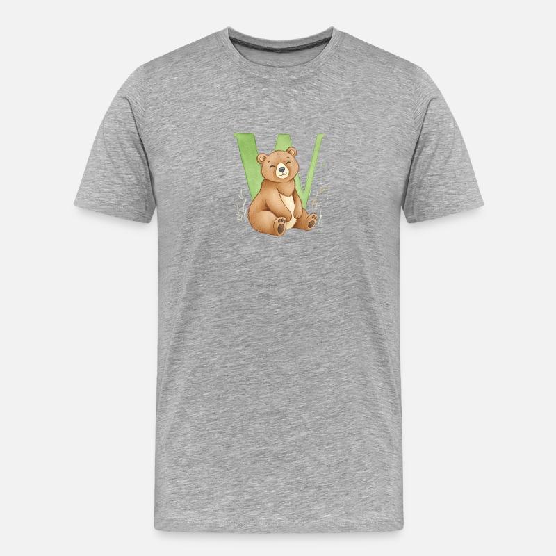 Bär mit Buchstabe W - Männer Premium Bio T-Shirt - Grau meliert