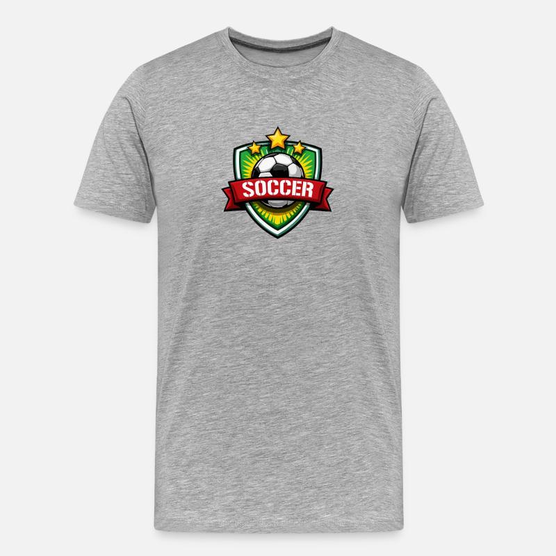 Fußball Shield mit Banner - Männer Premium Bio T-Shirt - Grau meliert
