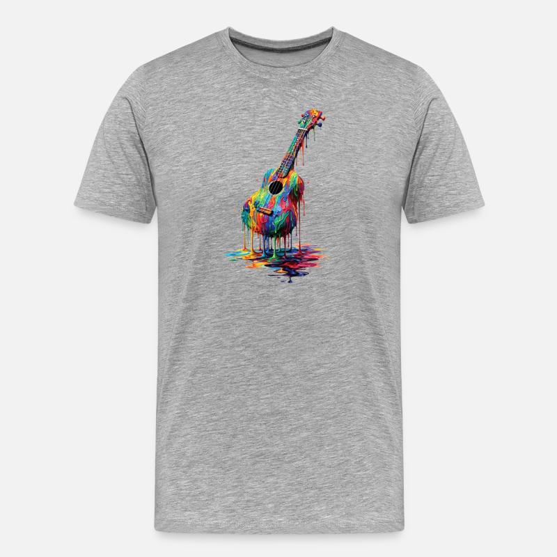 Ukulele mit tropfender Farbe - Männer Premium Bio T-Shirt - Grau meliert