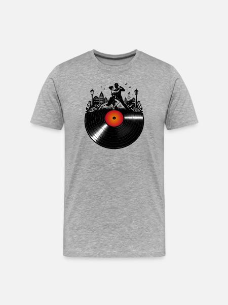 Tango Vinyl Dance Music Retro Design - Men's Premium Organic T-Shirt - heather grey