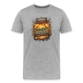 Explosiv Und Glücklich Pyro - Männer Premium Bio T-Shirt - Grau meliert - Vorne - Damien (186cm)
