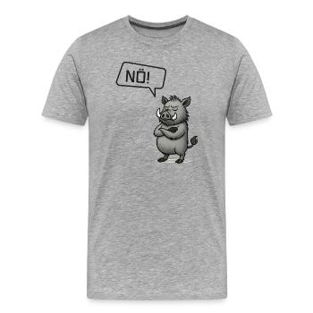 Nö! Wildschwein – Bockiger Keiler Statement - Männer Premium Bio T-Shirt - Grau meliert - Vorne - Damien (186cm)