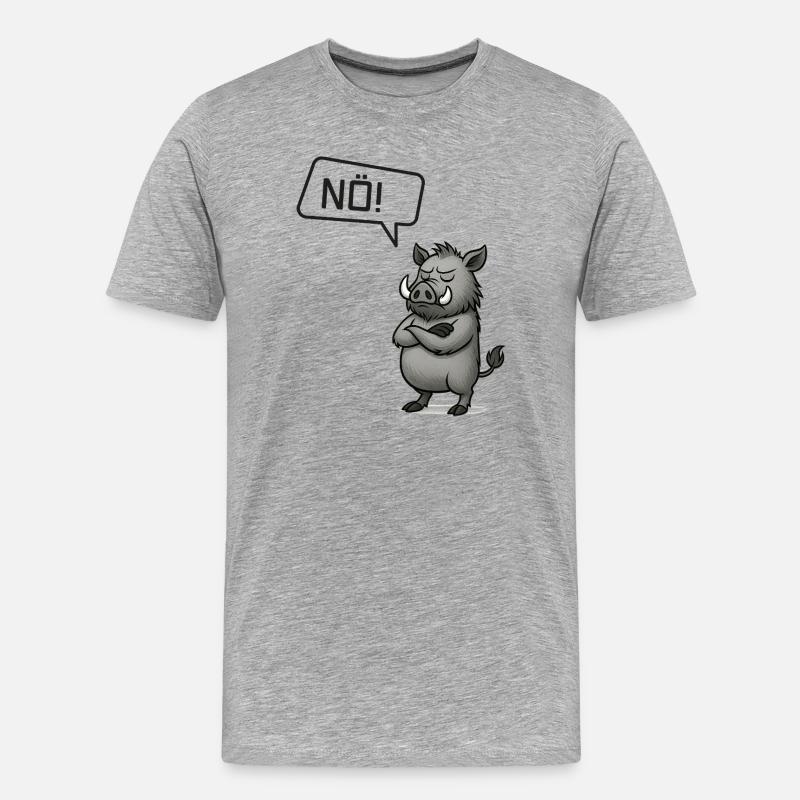 Nö! Wildschwein – Bockiger Keiler Statement - Männer Premium Bio T-Shirt - Grau meliert
