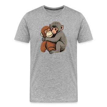 Bébé Singe Coup de Poing - T-shirt bio Premium Homme - gris chiné - Devant - Damien (186cm)