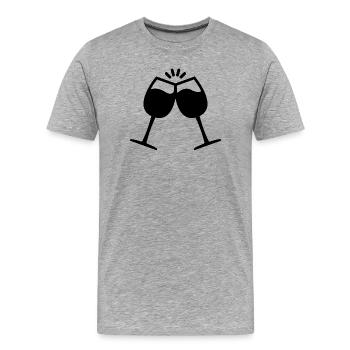 Wein - Männer Premium Bio T-Shirt - Grau meliert - Vorne - Damien (186cm)