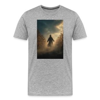 Witch in Foggy Cornfield at Dusk - Men's Premium Organic T-Shirt - heather grey - Front - Damien (186cm)