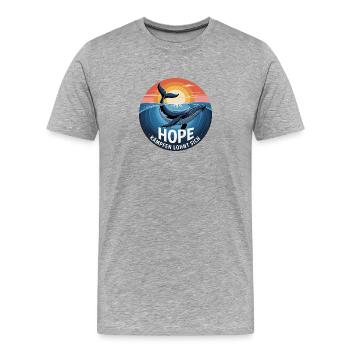 Hope/ Timmy der Wal in der Ostsee - Männer Premium Bio T-Shirt - Grau meliert - Vorne - Damien (186cm)