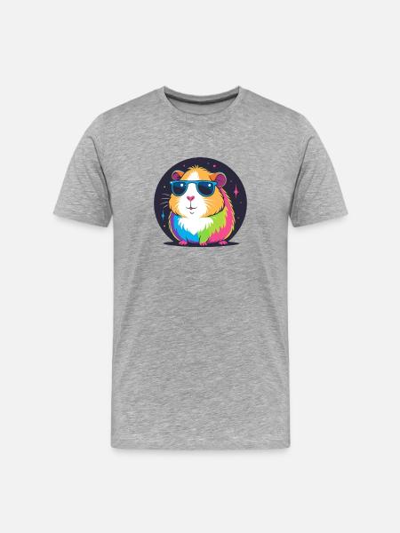 Rainbow Hamster Sunglasses - Men's Premium Organic T-Shirt - heather grey