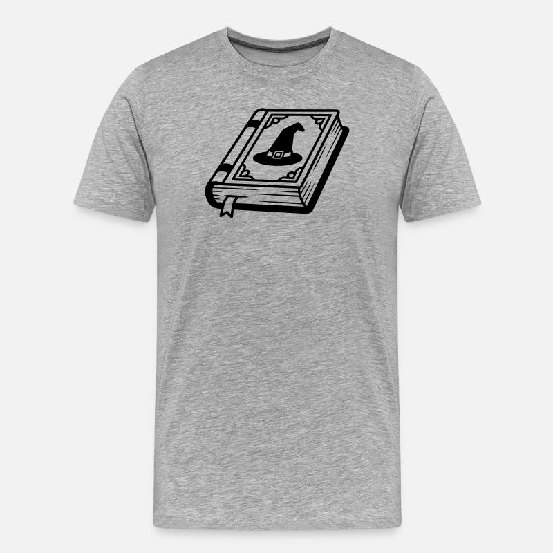 Zaubererbuch - Männer Premium Bio T-Shirt - Grau meliert