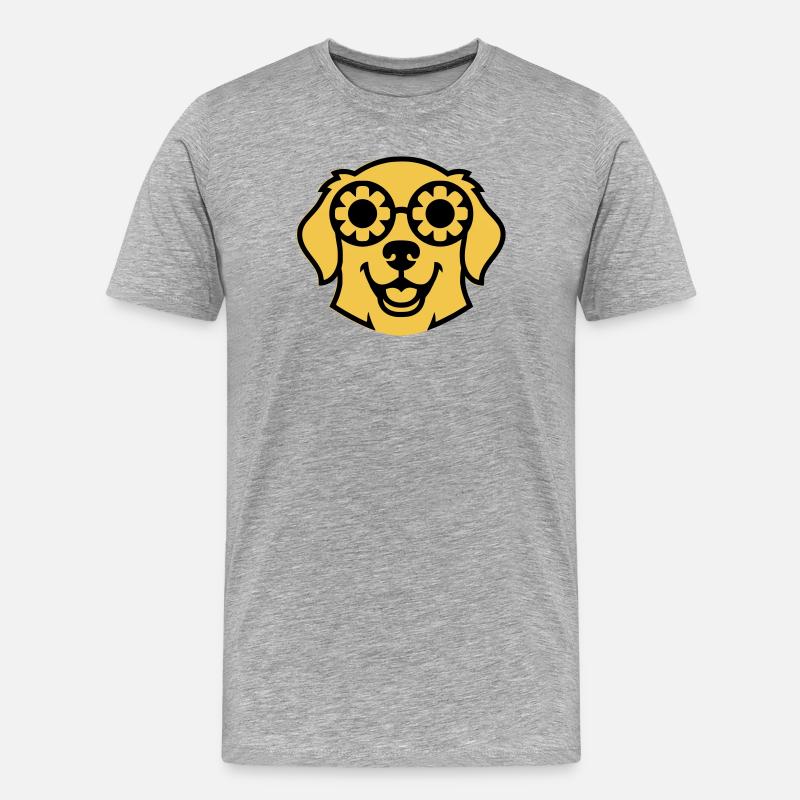 Labrador Blume Brille Peace Comic - Männer Premium Bio T-Shirt - Grau meliert