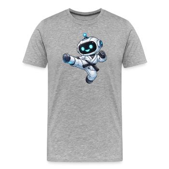 Kampfroboter im Karate-Gi - Männer Premium Bio T-Shirt - Grau meliert - Vorne - Damien (186cm)