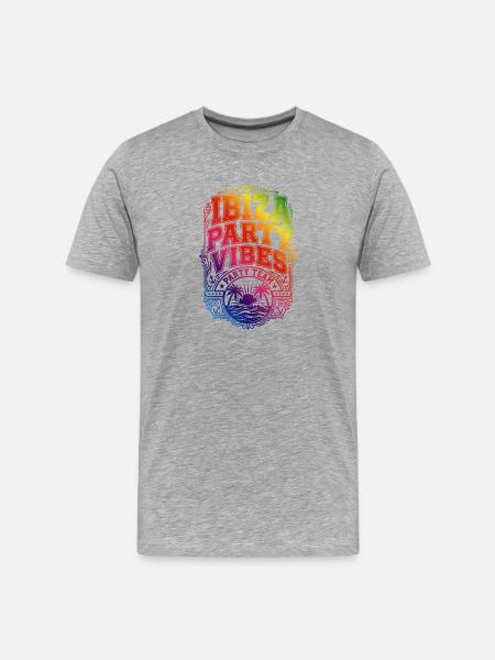 Ibiza Party Vibes Bunt - Männer Premium Bio T-Shirt - Grau meliert