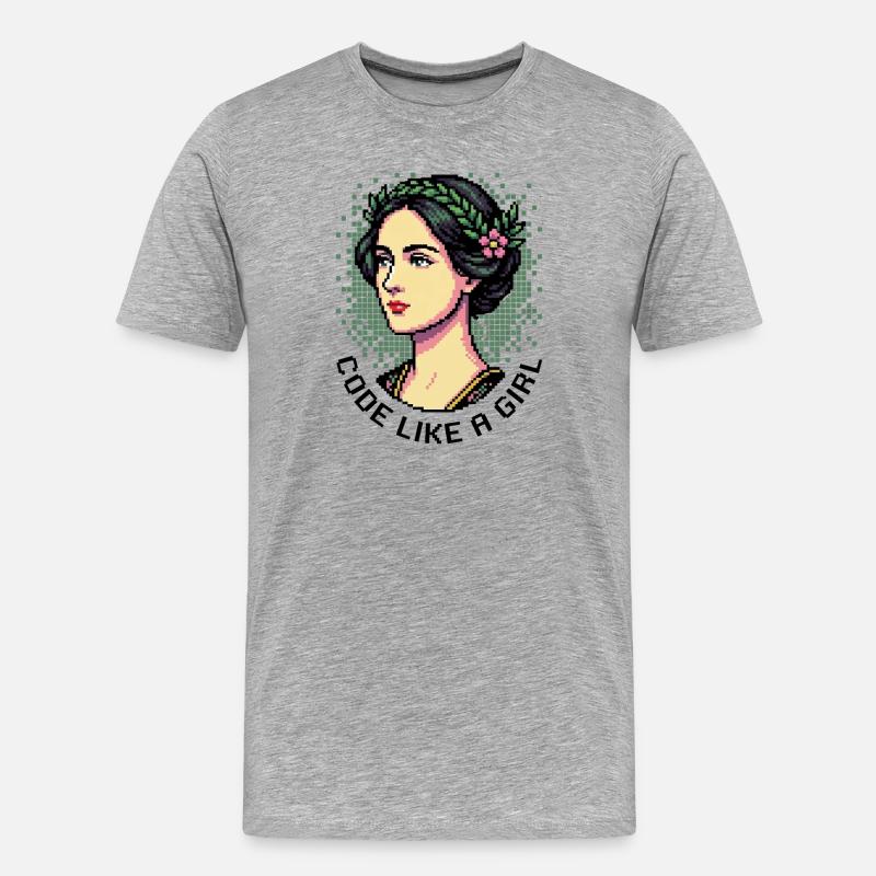Ada Lovelace: Code wie ein Mädchen - Männer Premium Bio T-Shirt - Grau meliert