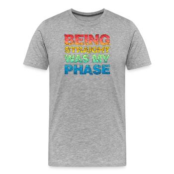 Être hétéro était ma phase de design rétro LGBTQ - T-shirt bio Premium Homme - gris chiné - Devant - Damien (186cm)