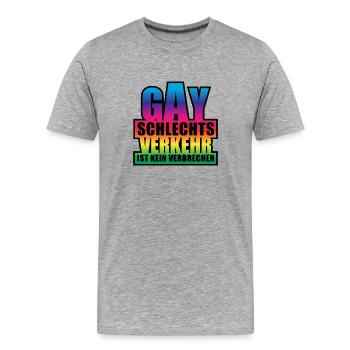 Gay Schlechtsverkehr / Lustiges Wortspiel - Männer Premium Bio T-Shirt - Grau meliert - Vorne - Damien (186cm)