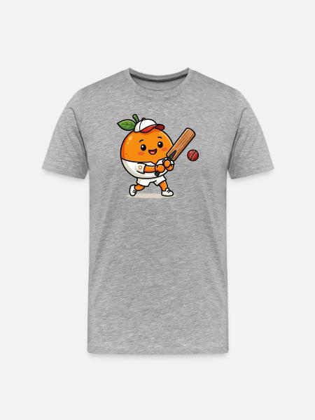 Sjov appelsin, der spiller cricket - Herre Premium T-shirt økologisk - grå meleret