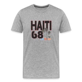 Haiti 68 with island flair - Men's Premium Organic T-Shirt - heather grey - Front - Damien (186cm)