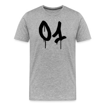 Nombre 01 Style Graffiti Urbain - T-shirt bio Premium Homme - gris chiné - Devant - Damien (186cm)
