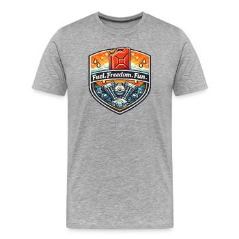 Insigne de Liberté de Carburant Fun - T-shirt bio Premium Homme - gris chiné - Devant - Damien (186cm)
