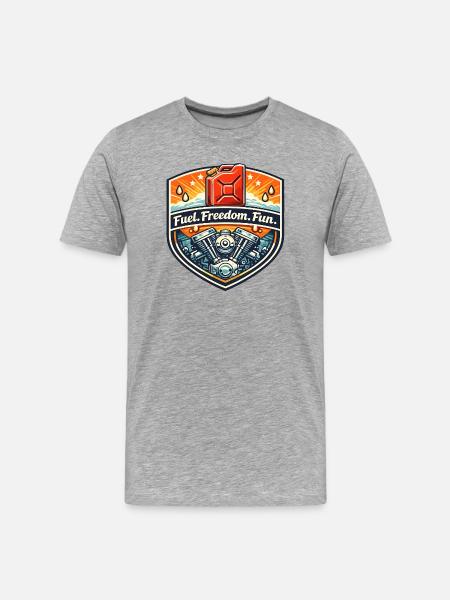 Fuel Freedom Fun Badge - Men's Premium Organic T-Shirt - heather grey