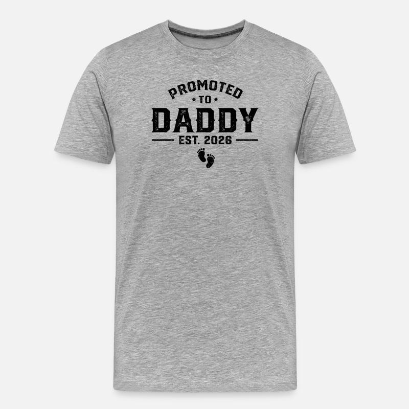 Promoted to Daddy 2026 Est. - Männer Premium Bio T-Shirt - Grau meliert