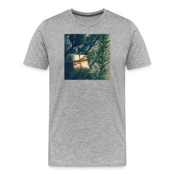 Présent doré sur branches de pin - T-shirt bio Premium Homme - gris chiné - Devant - Damien (186cm)