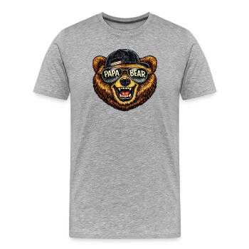 Papa Bear Sonnenbrillen-Mützen-Design - Männer Premium Bio T-Shirt - Grau meliert - Vorne - Damien (186cm)