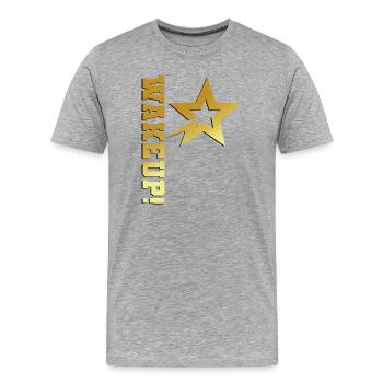 Wakeup Gold Star Édition Édition Limitée - T-shirt bio Premium Homme - gris chiné - Devant - Damien (186cm)