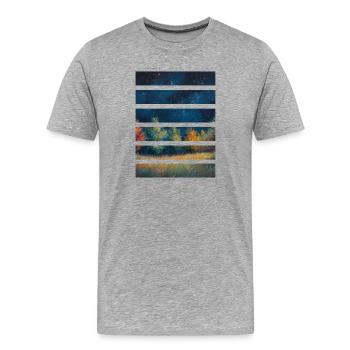 Night panorama at dawn in strips - Men's Premium Organic T-Shirt - heather grey - Front - Damien (186cm)