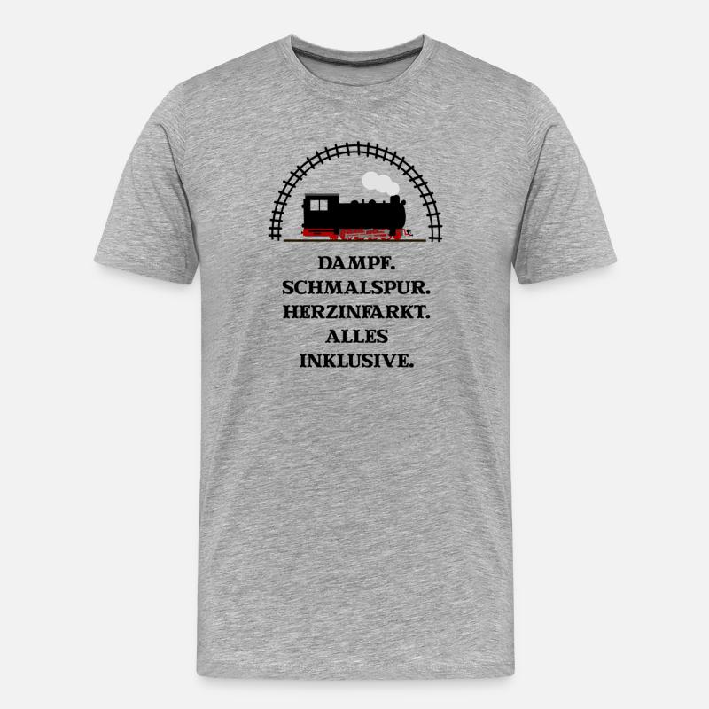 Dampf Schmalspur Herzinfarkt - Männer Premium Bio T-Shirt - Grau meliert