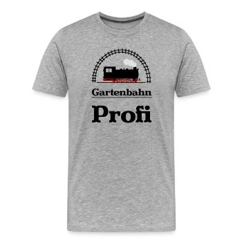Gartenbahn Profi Dampflok - Männer Premium Bio T-Shirt - Grau meliert - Vorne - Damien (186cm)